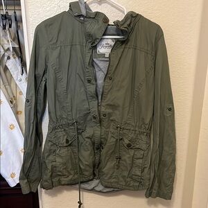 Royalty For Me Green Utility Jacket with Hood and Drawstring Waist
